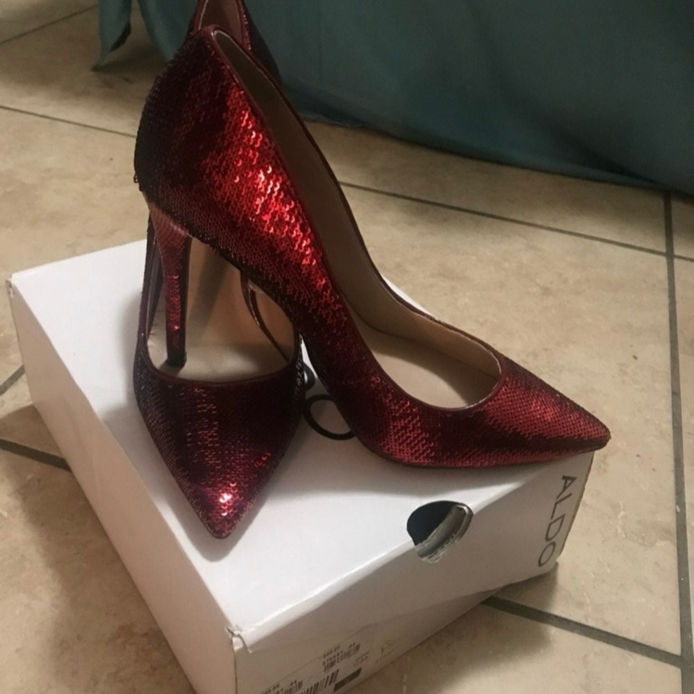 Aldo Red Sequin Stiletto Heels